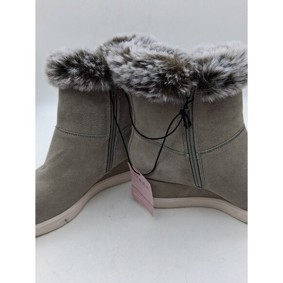SERRA Ladies Sneaker Booties Suede Leather Faux Fur Lining Leight Gray 9 NWT - Picture 7 of 11